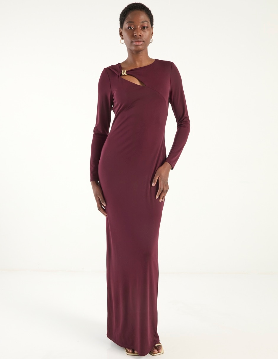 Vestido maxi de fiesta escote redondo 1