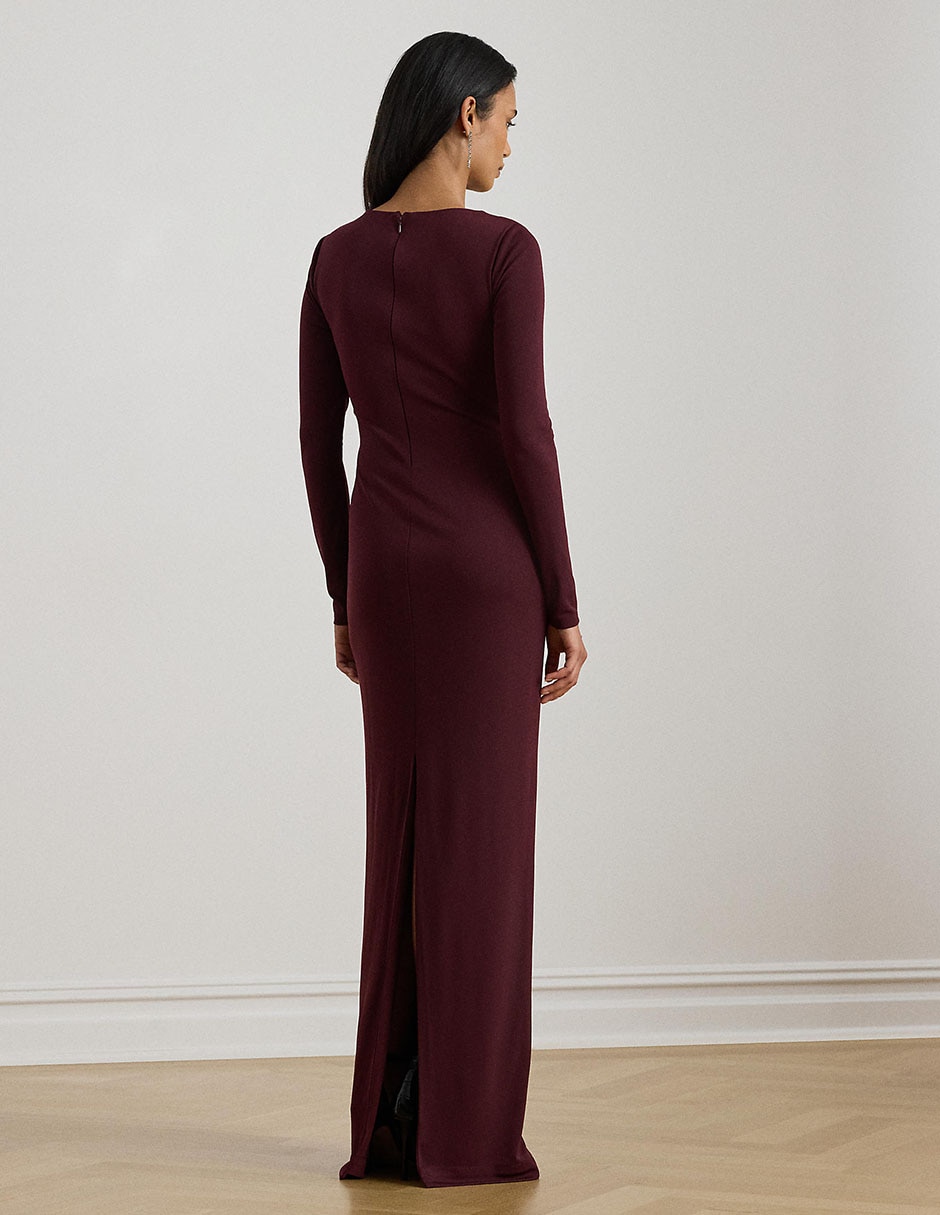 Vestido maxi de fiesta lauren ralph lauren escote redondo