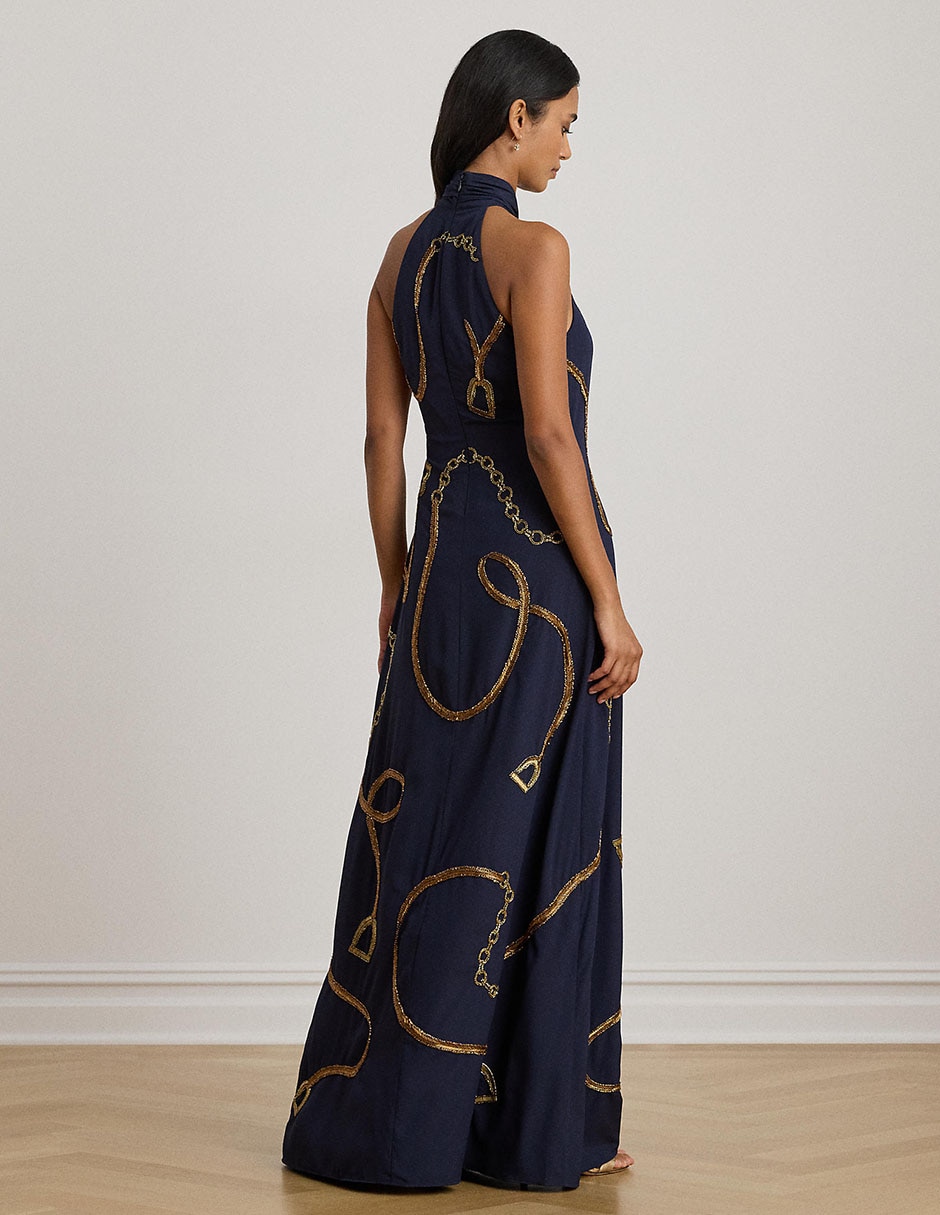 Vestido largo de fiesta lauren ralph lauren para mujer