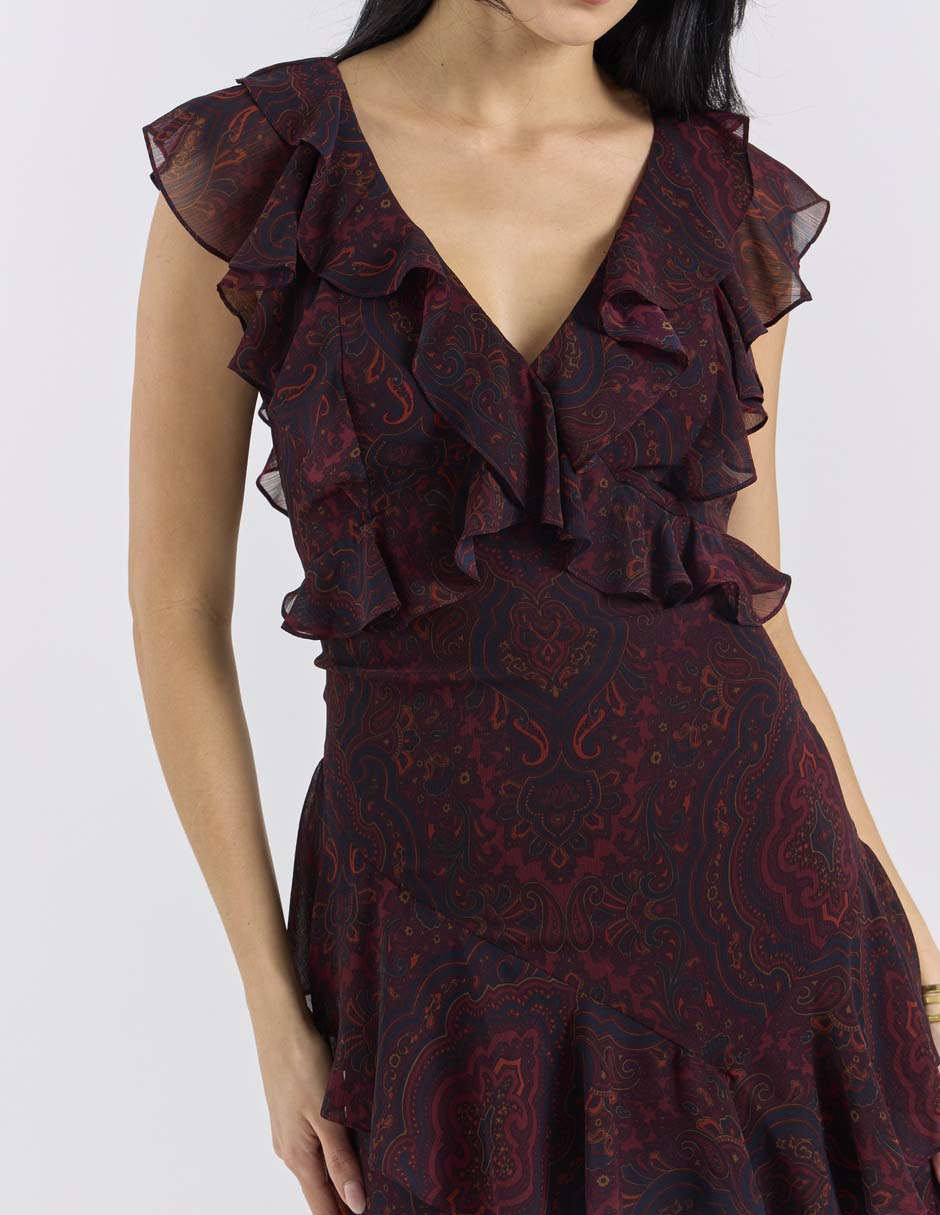 Vestido largo de fiesta Lauren Ralph Lauren escote v