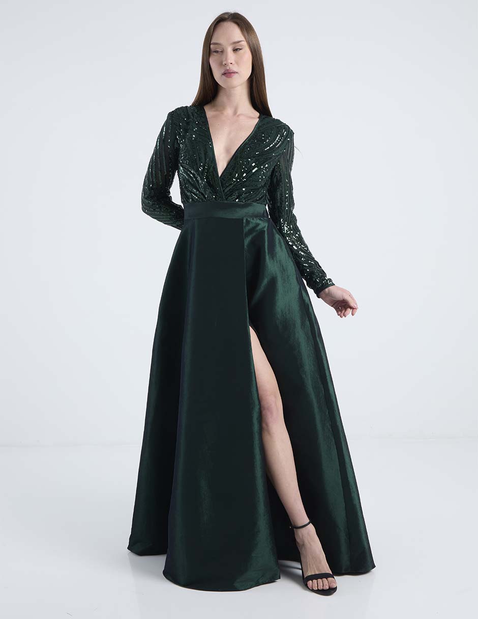 Vestido maxi de fiesta escote V 1