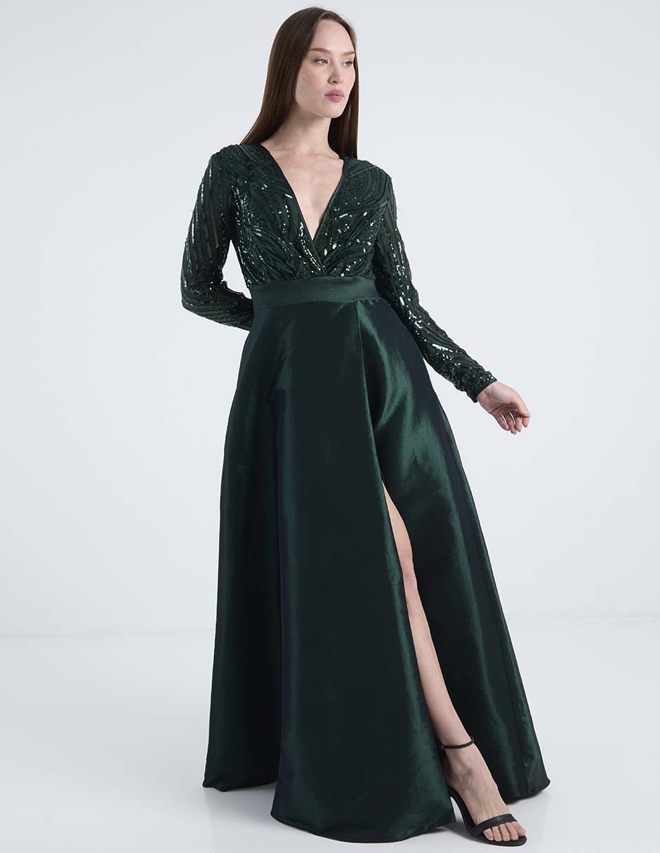 Vestido maxi de fiesta escote V 7