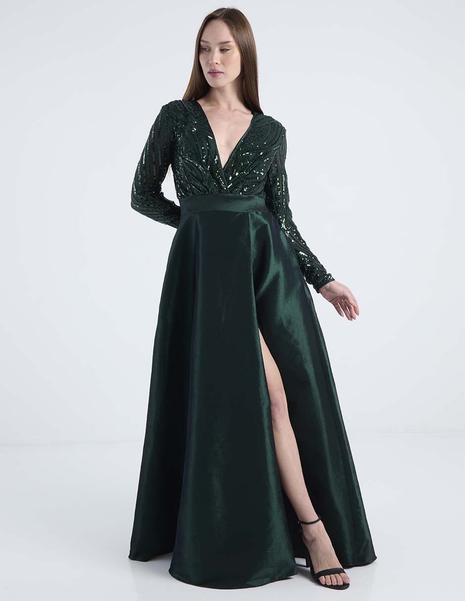 Vestido maxi de fiesta escote V 8