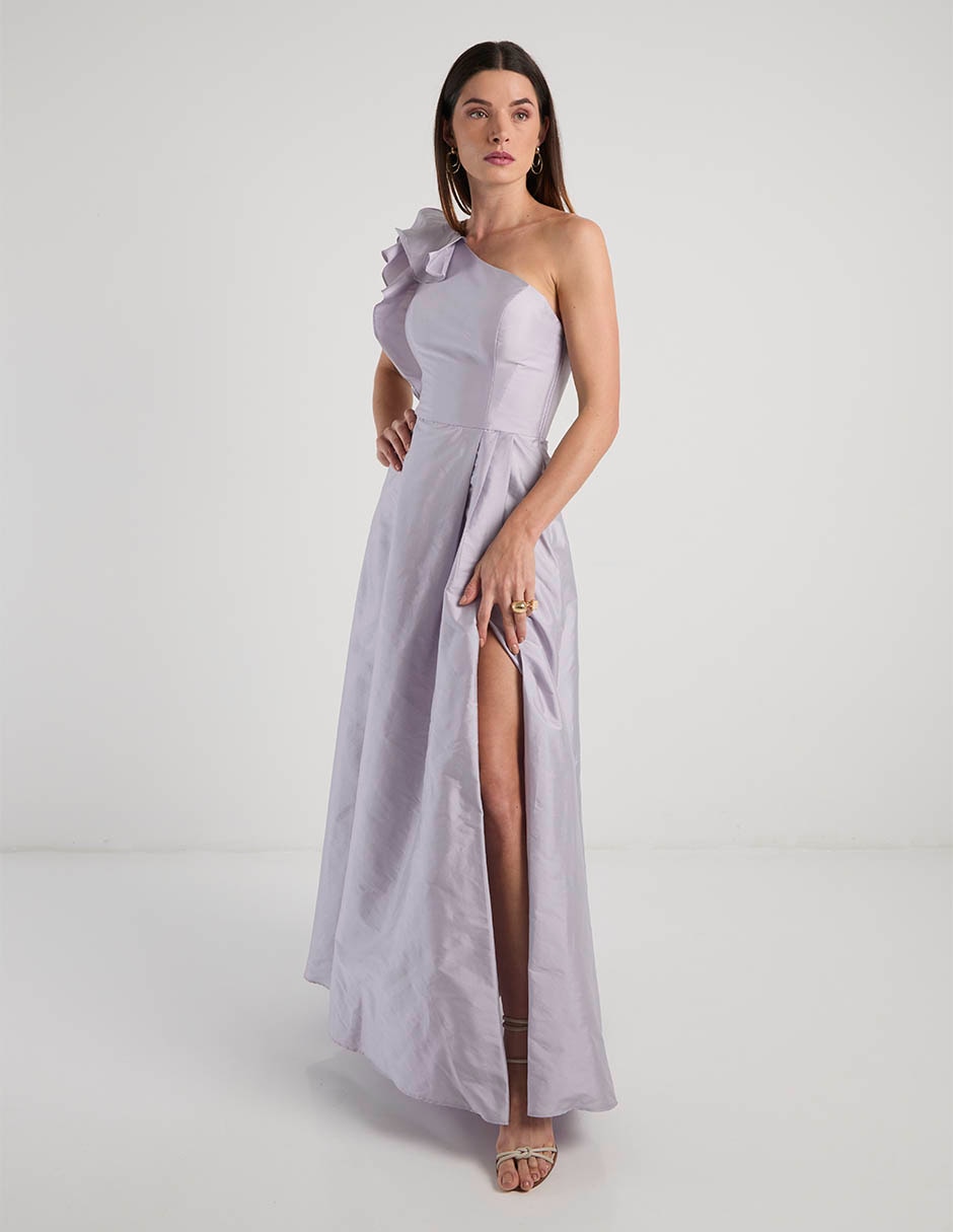 Vestido maxi de fiesta escote asimétrico 1