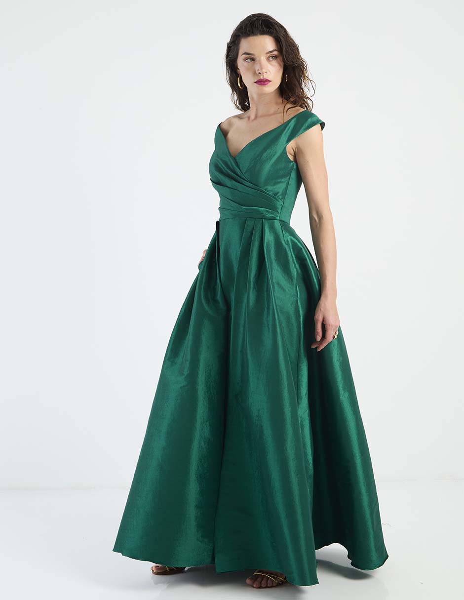Vestido maxi de fiesta escote bardot 2