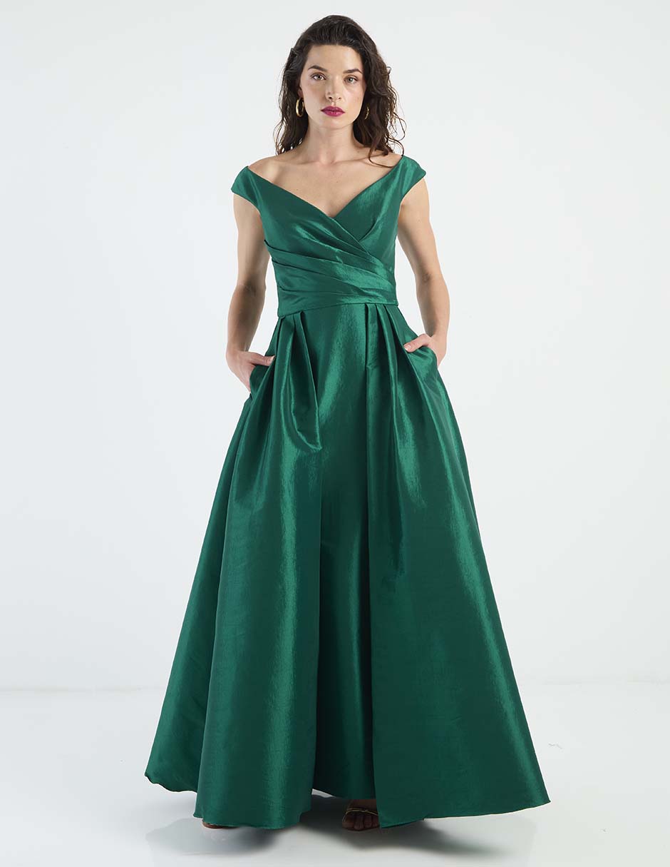 Vestido maxi de fiesta escote Bardot