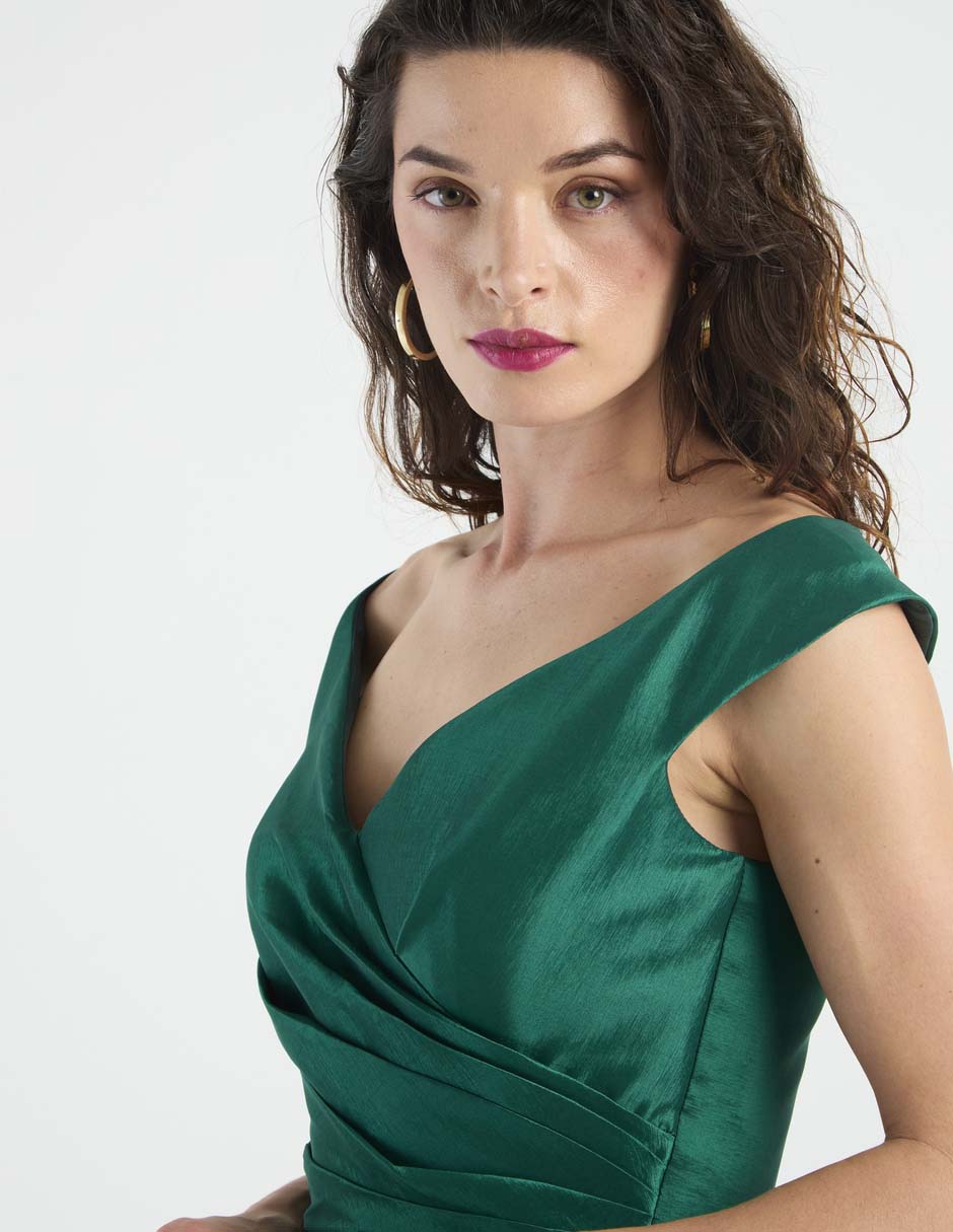 Vestido maxi de fiesta escote Bardot