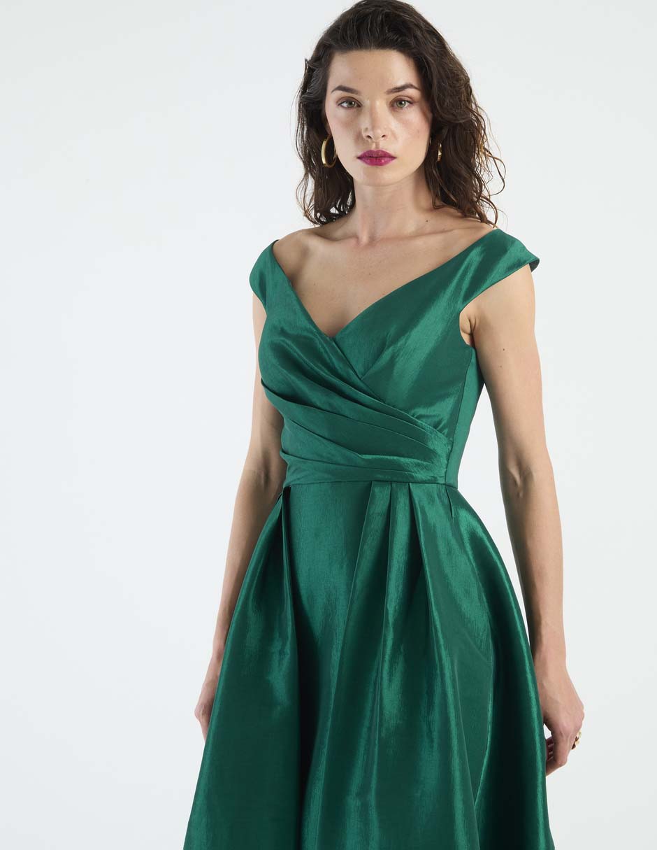 Vestido maxi de fiesta escote Bardot