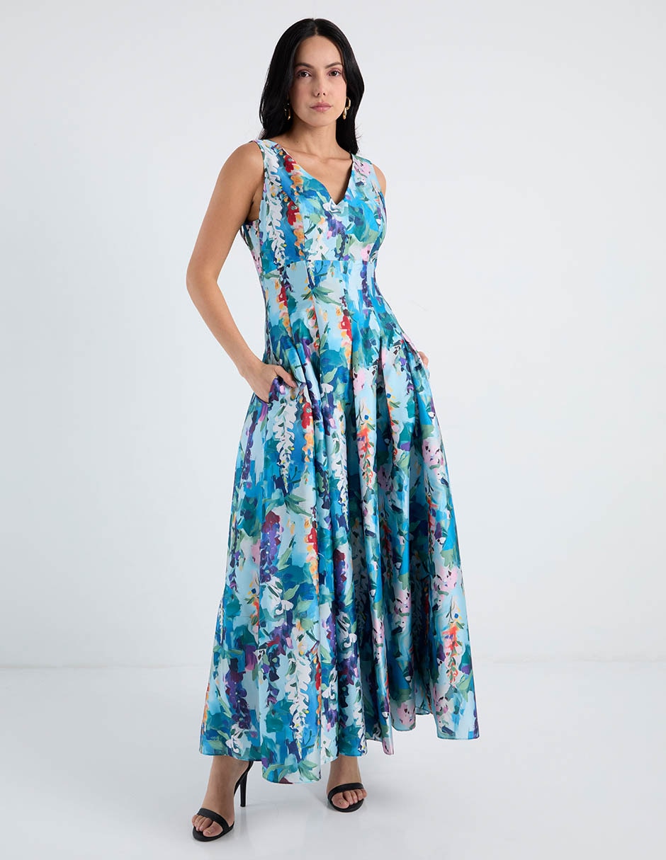 Vestido maxi de fiesta escote V 8
