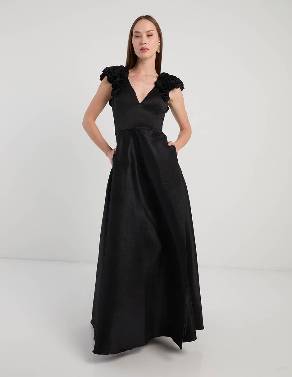 Vestido maxi de fiesta escote v