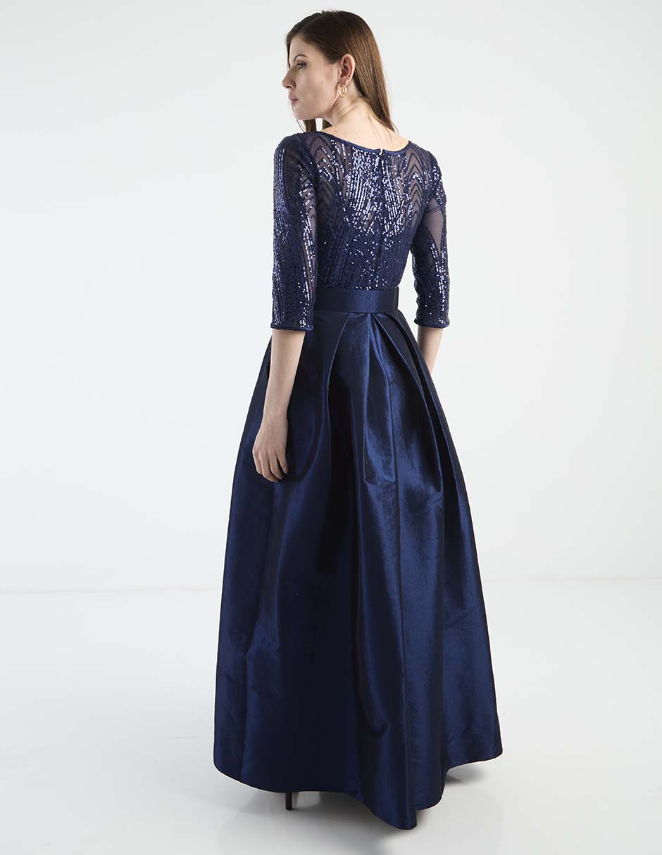 Vestido maxi de fiesta escote redondo 6