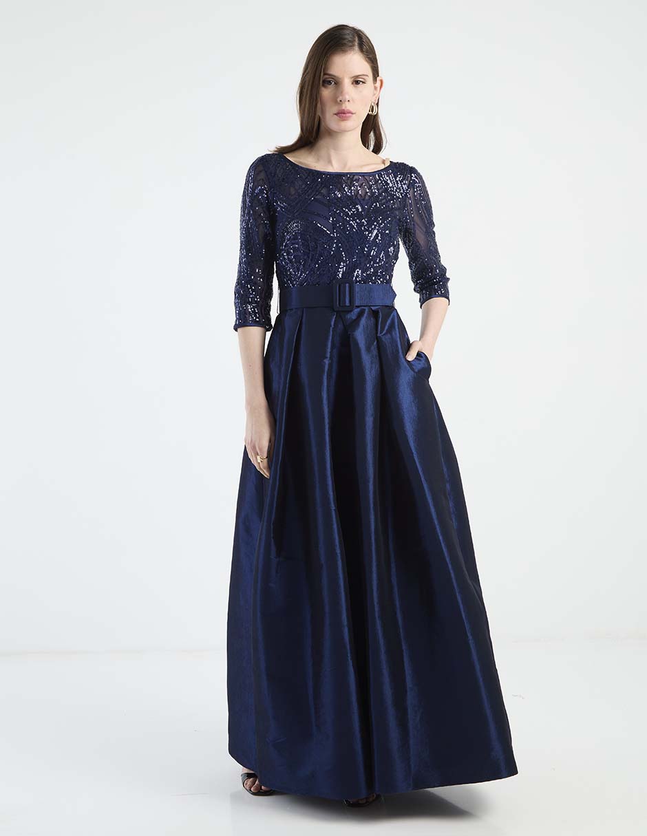Vestido maxi de fiesta escote Redondo
