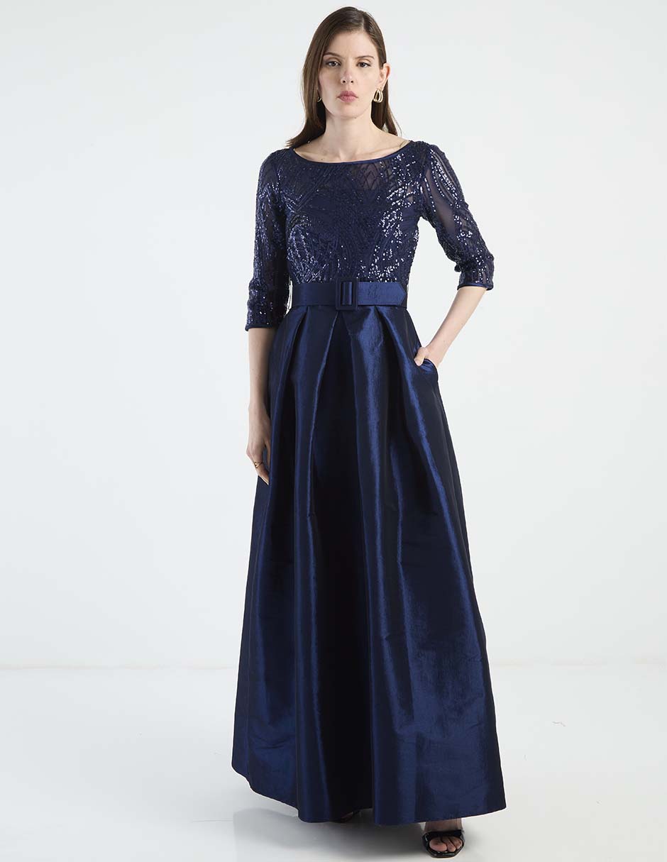 Vestido maxi de fiesta escote Redondo
