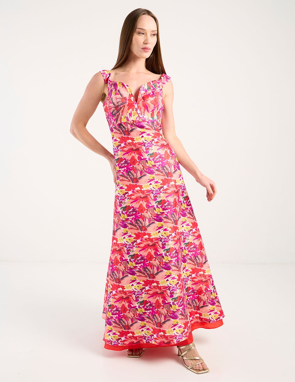 Vestido maxi de fiesta escote V 1