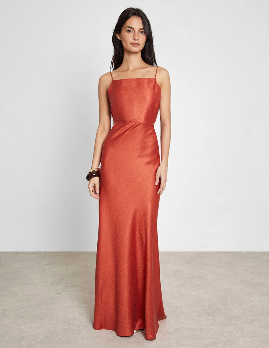 Vestido maxi de fiesta escote Cuadrado
