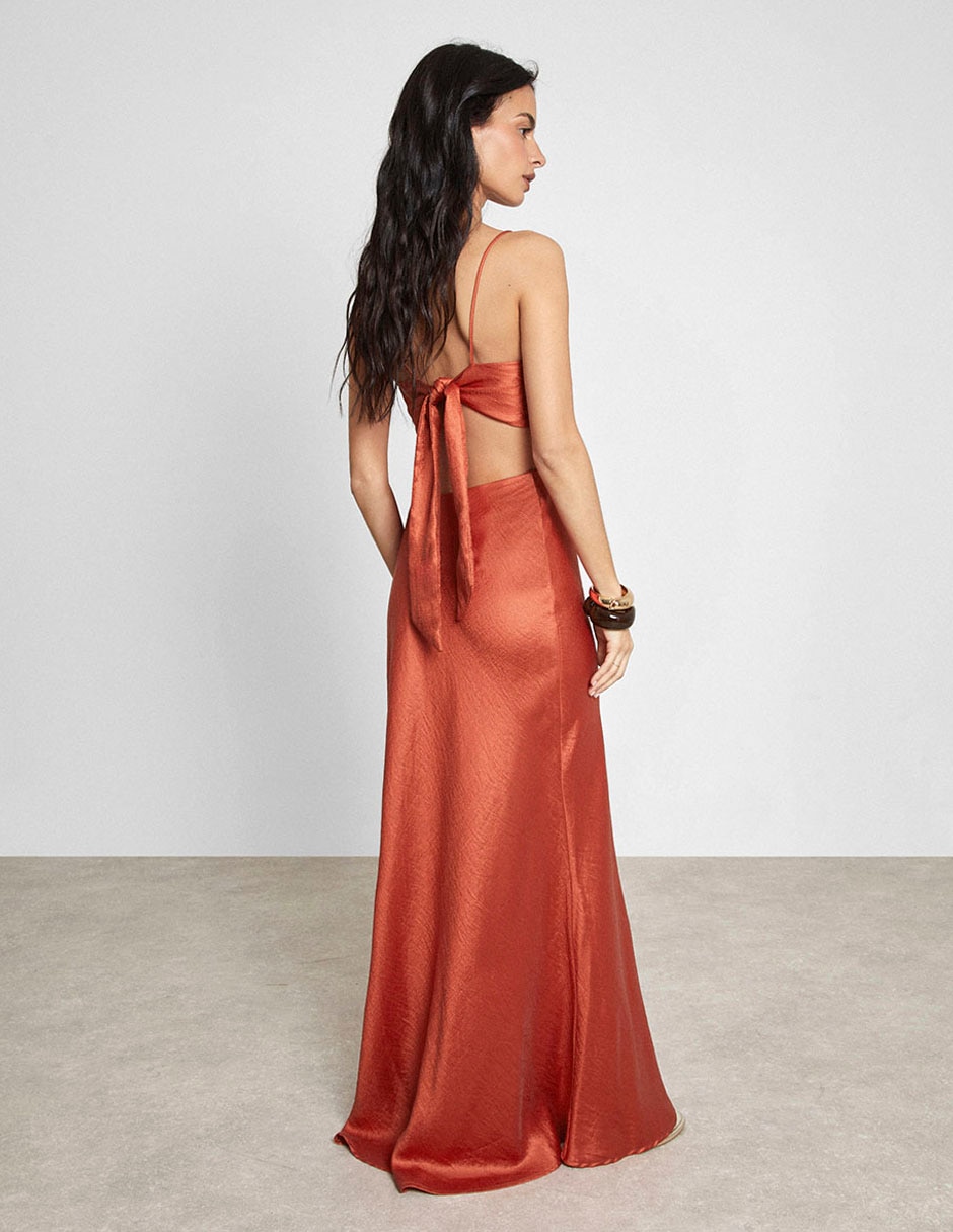 Vestido maxi de fiesta escote Cuadrado