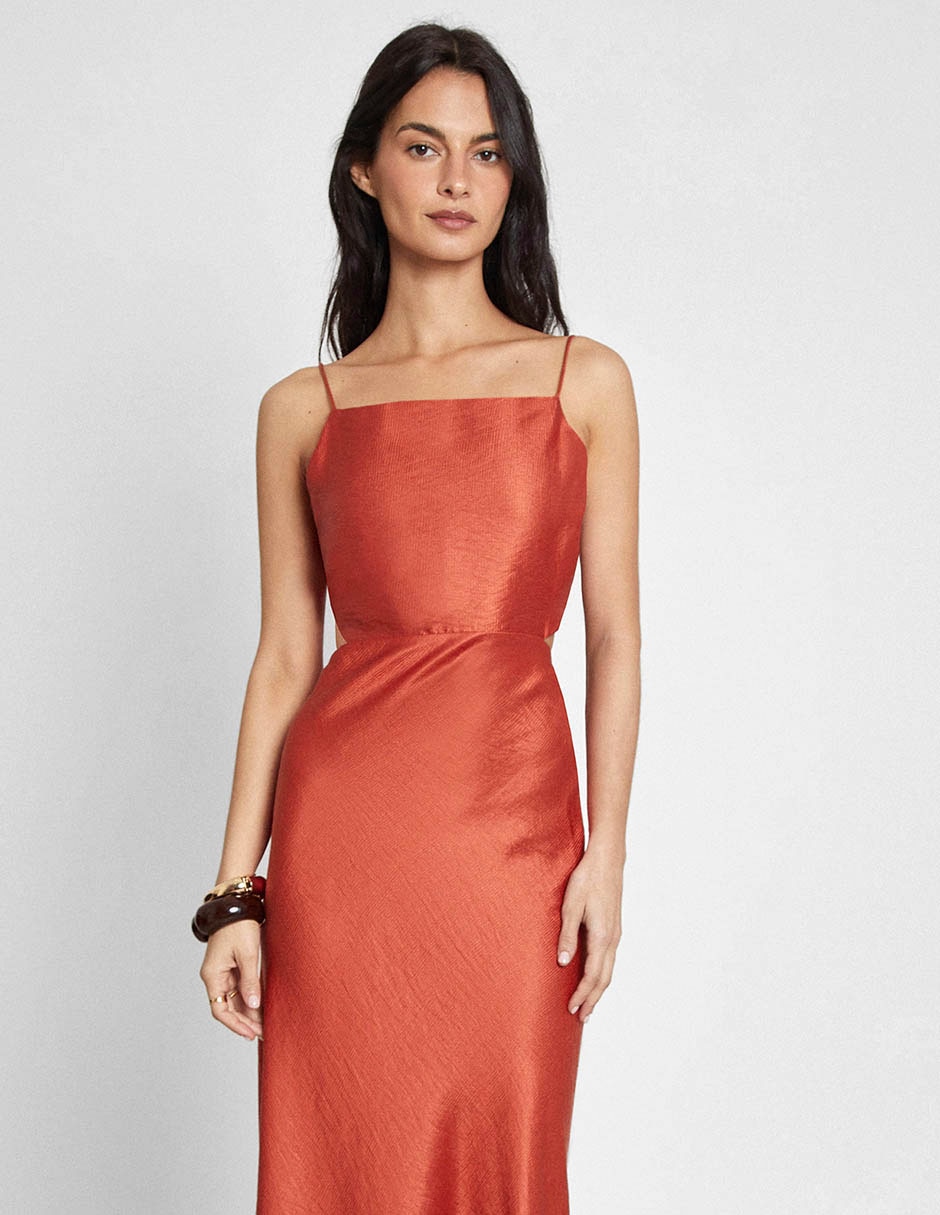 Vestido maxi de fiesta escote Cuadrado