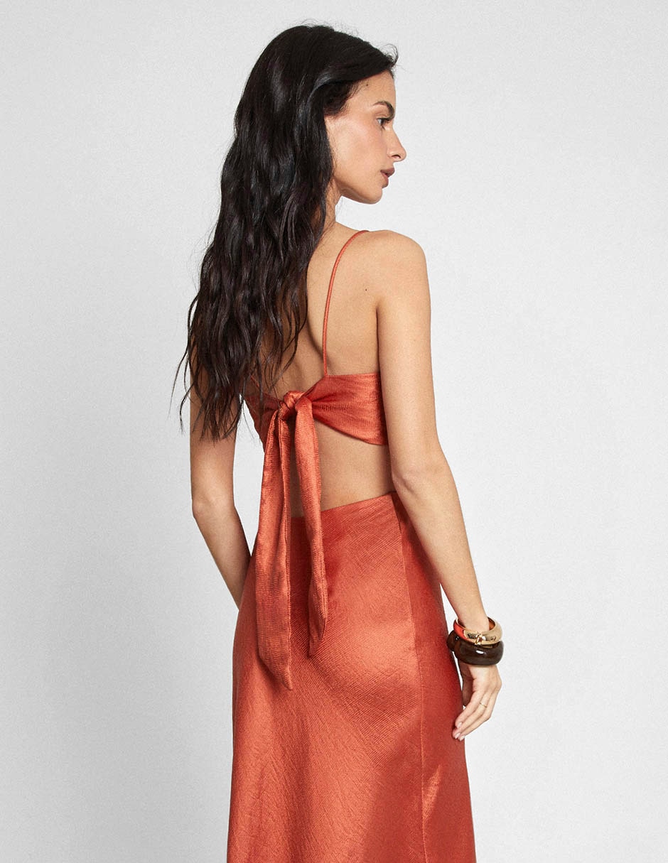 Vestido maxi de fiesta escote Cuadrado
