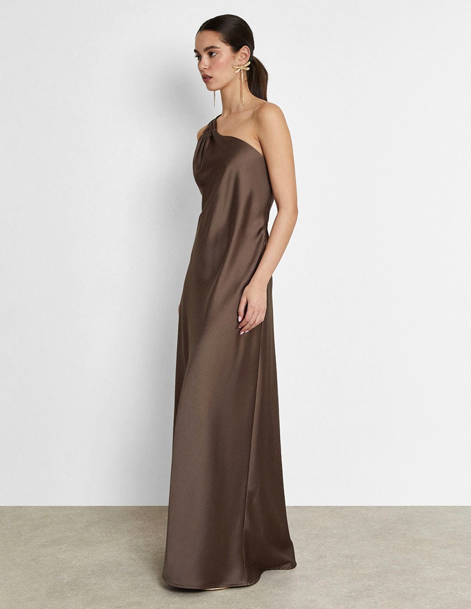Vestido maxi de fiesta Trucco escote asimétrico