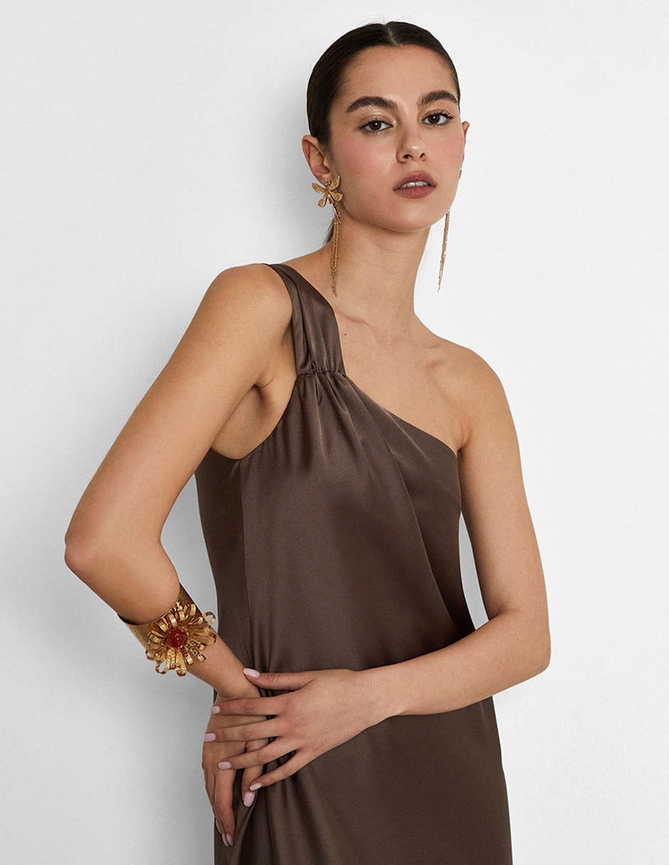 Vestido maxi de fiesta Trucco escote asimétrico