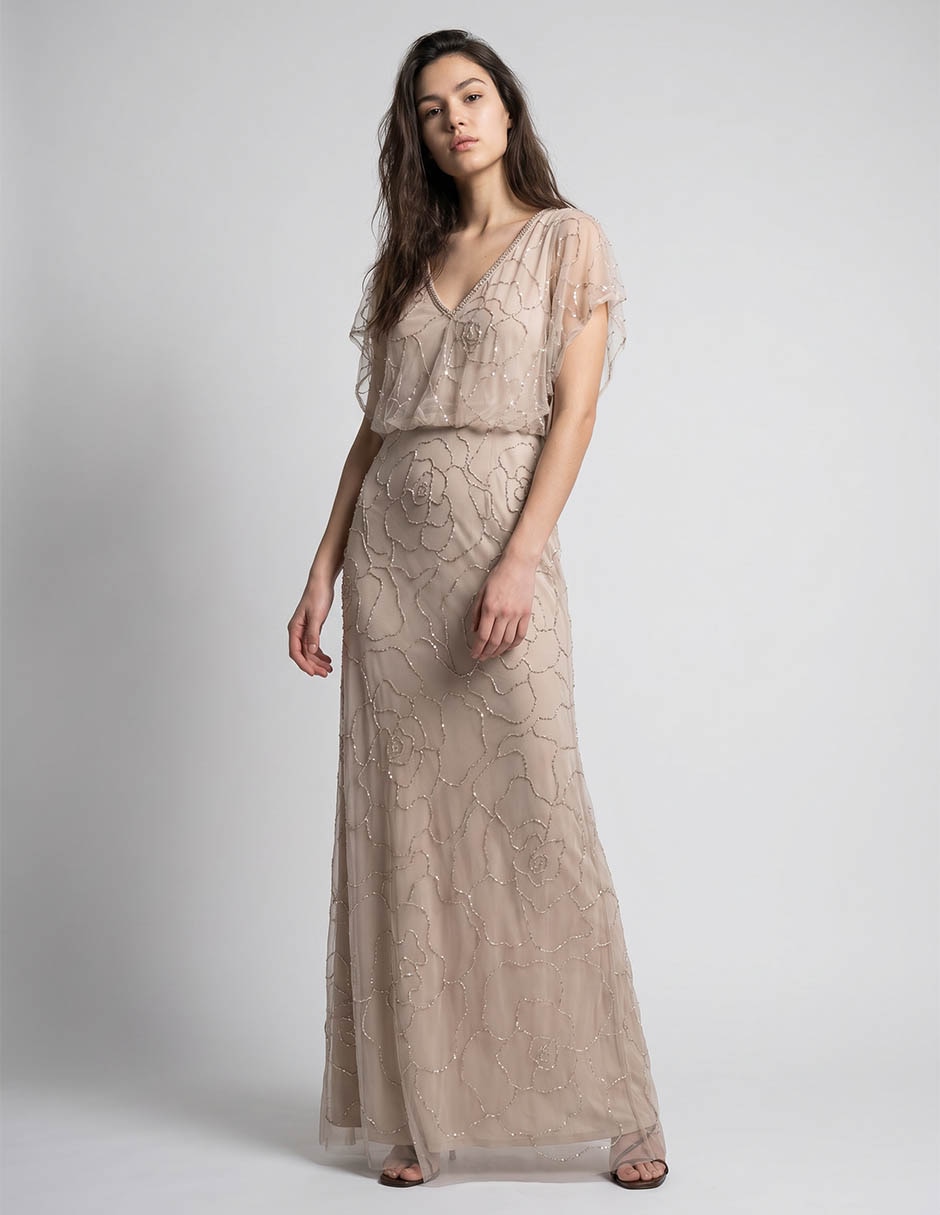 Vestido maxi de fiesta Adriana Pappel escote V Vestido maxi de fiesta Adriana Pappel escote V