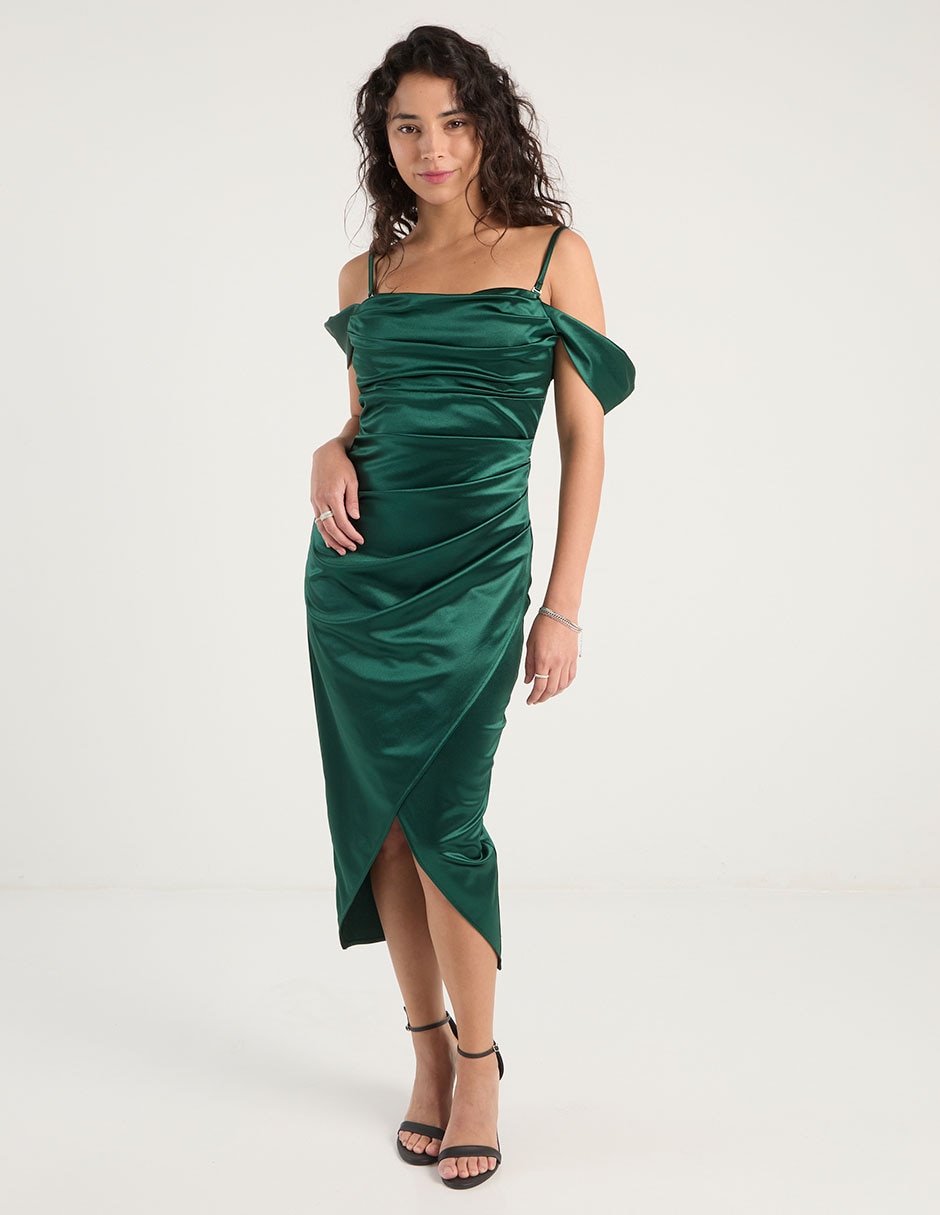 Vestido midi de fiesta escote cuadrado 1