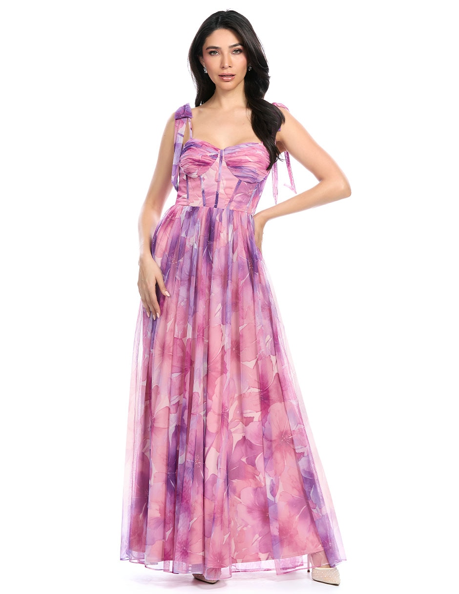 Vestido largo de fiesta escote corazón para mujer 1
