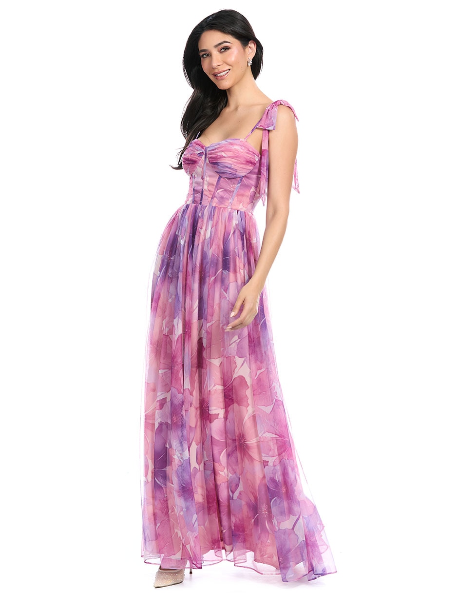 Vestido largo de fiesta escote corazón para mujer 5