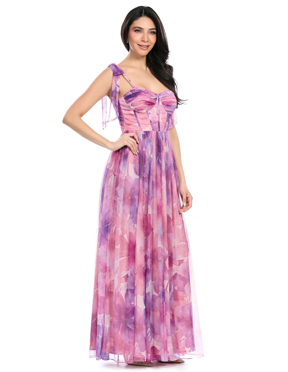 Vestido largo de fiesta escote corazón para mujer 6