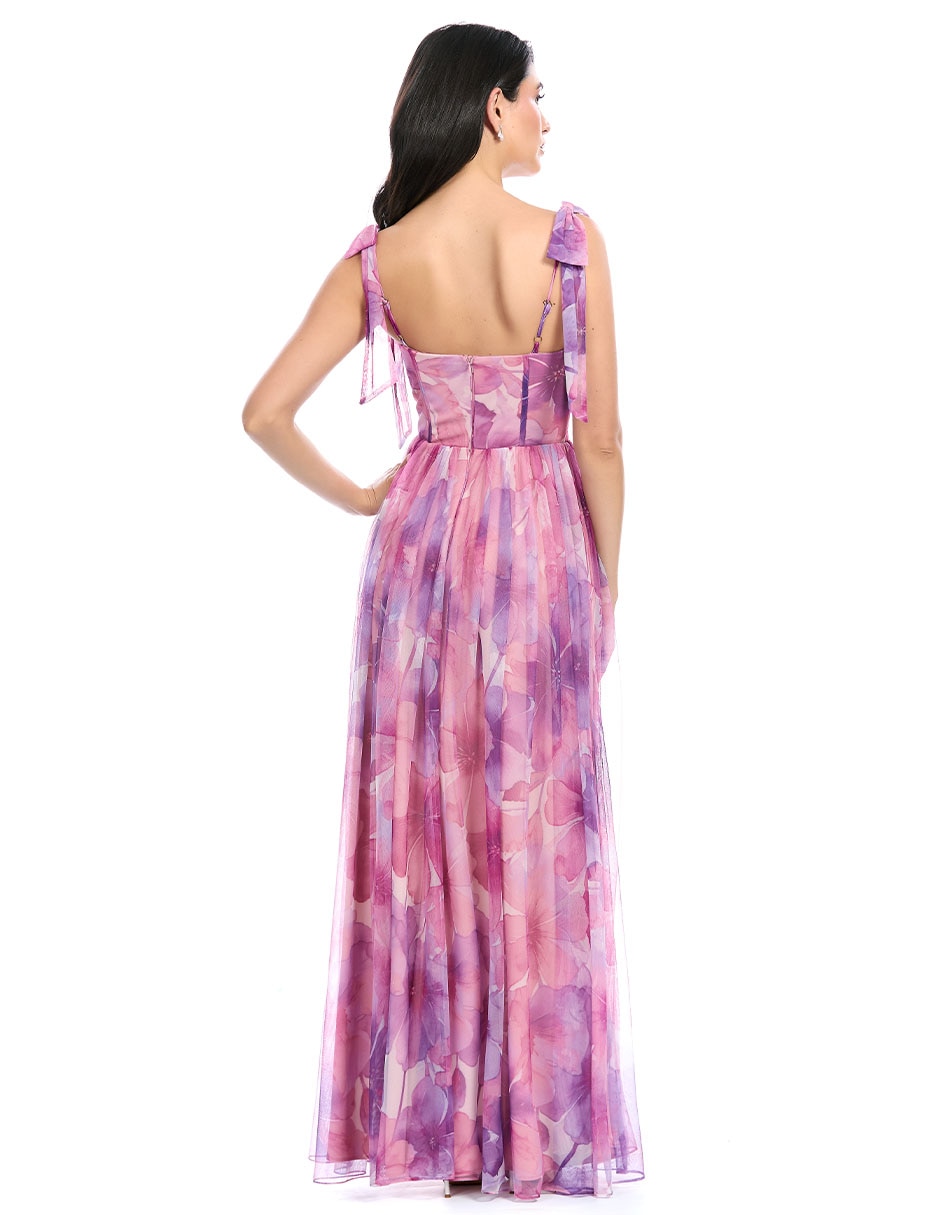 Vestido largo de fiesta escote corazón para mujer 7