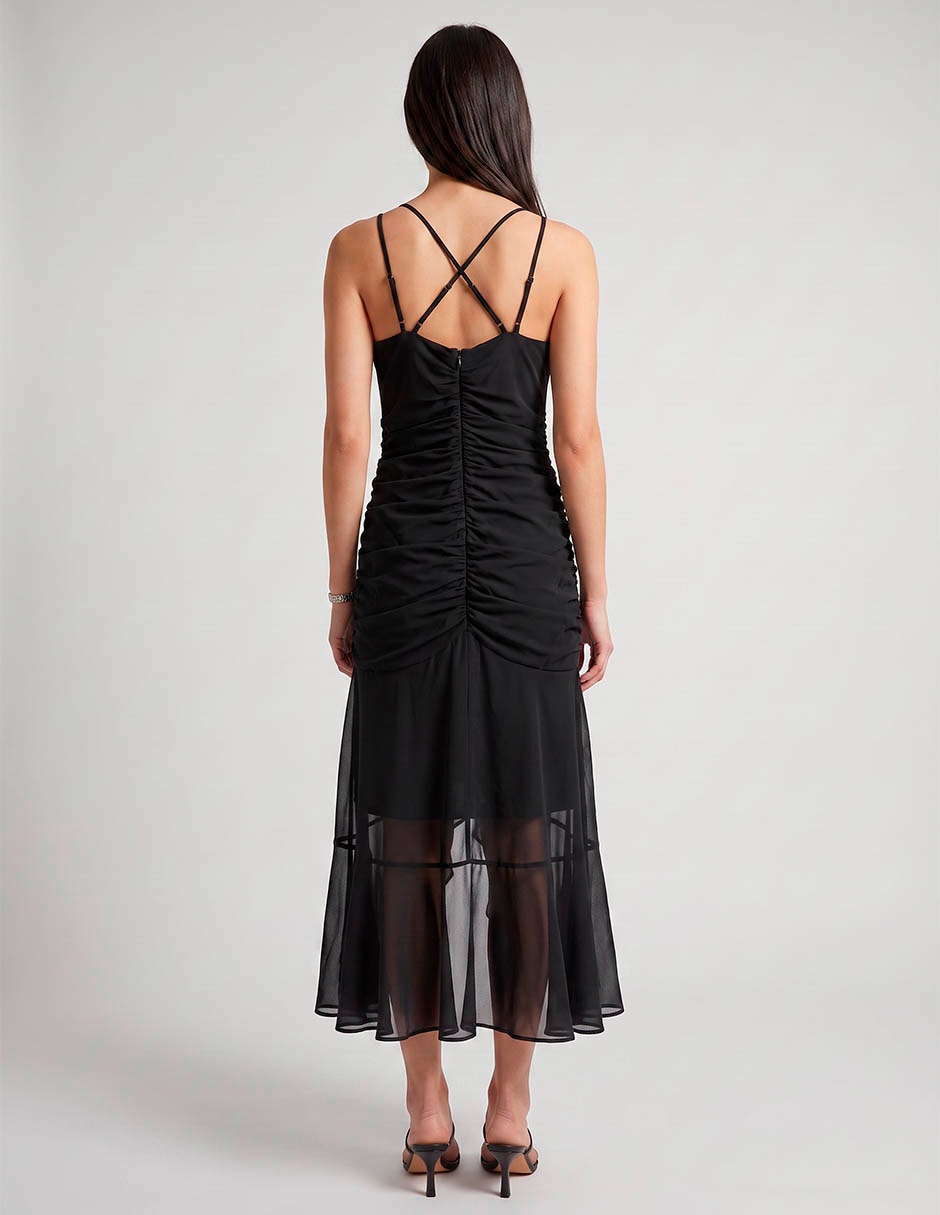 Vestido midi de fiesta escote v 2
