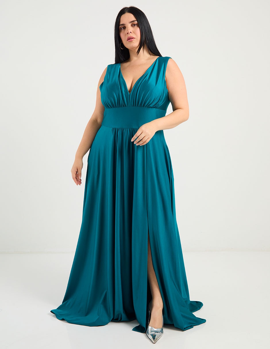 Vestido maxi de fiesta escote V 8