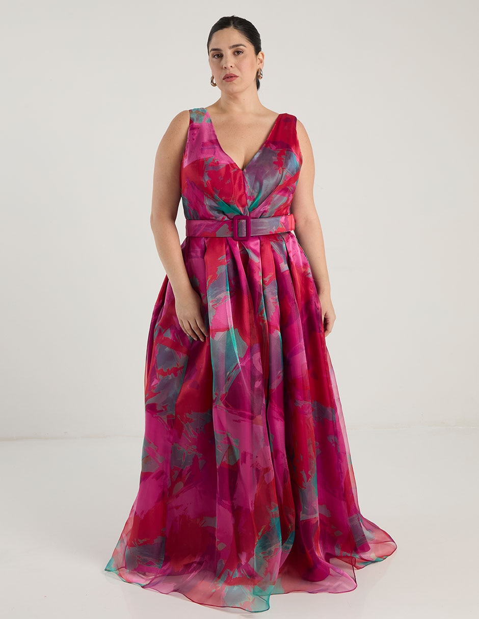 Vestido maxi de fiesta Ema Valdemossa Curvy escote V