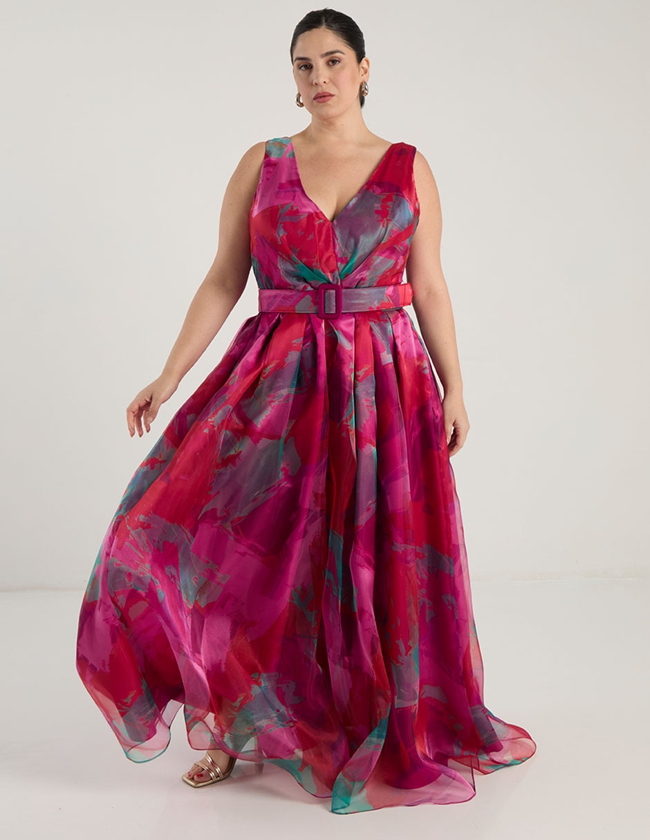 Vestido maxi de fiesta Ema Valdemossa Curvy escote V