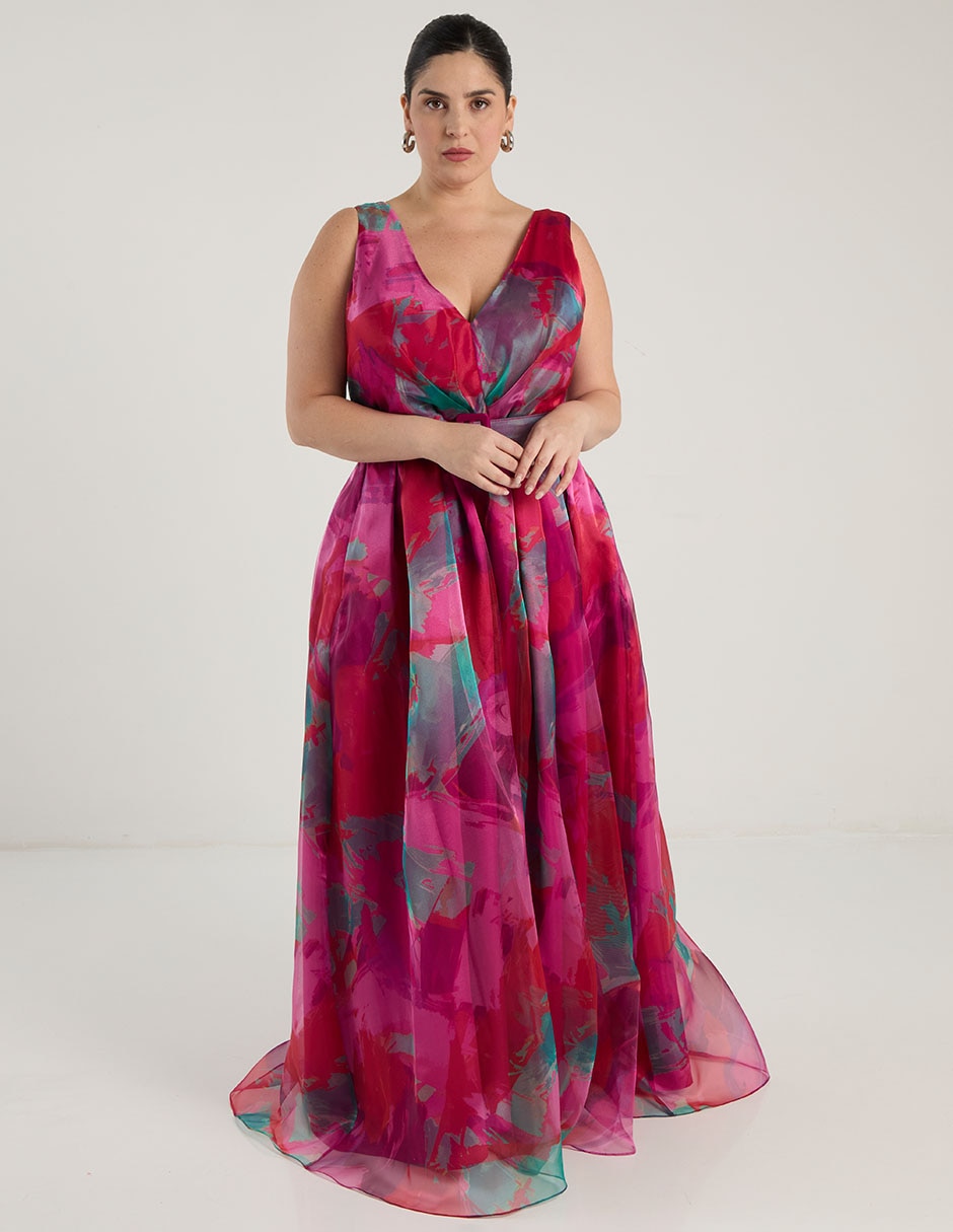 Vestido maxi de fiesta Ema Valdemossa Curvy escote V