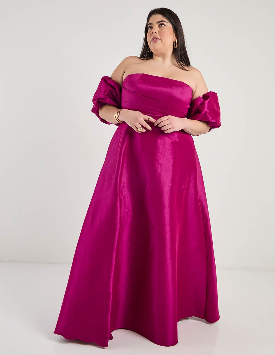 Vestido maxi de fiesta escote bardot 1