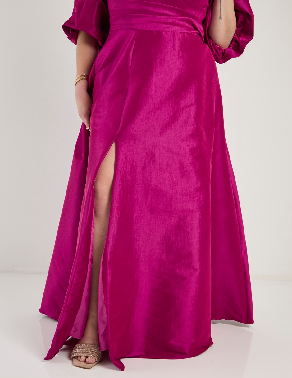 Vestido maxi de fiesta escote bardot 12