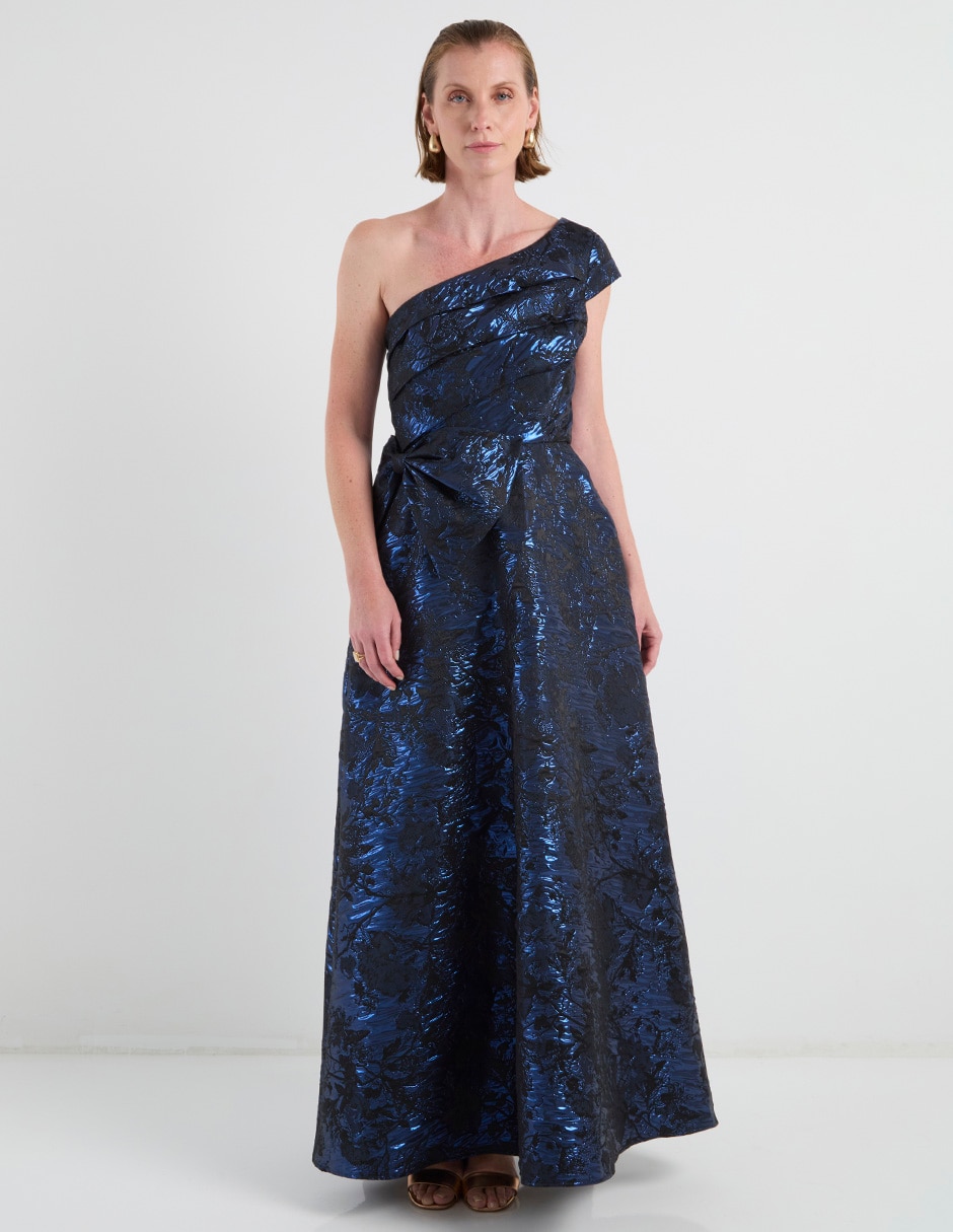 Vestido maxi de fiesta escote asimétrico 1