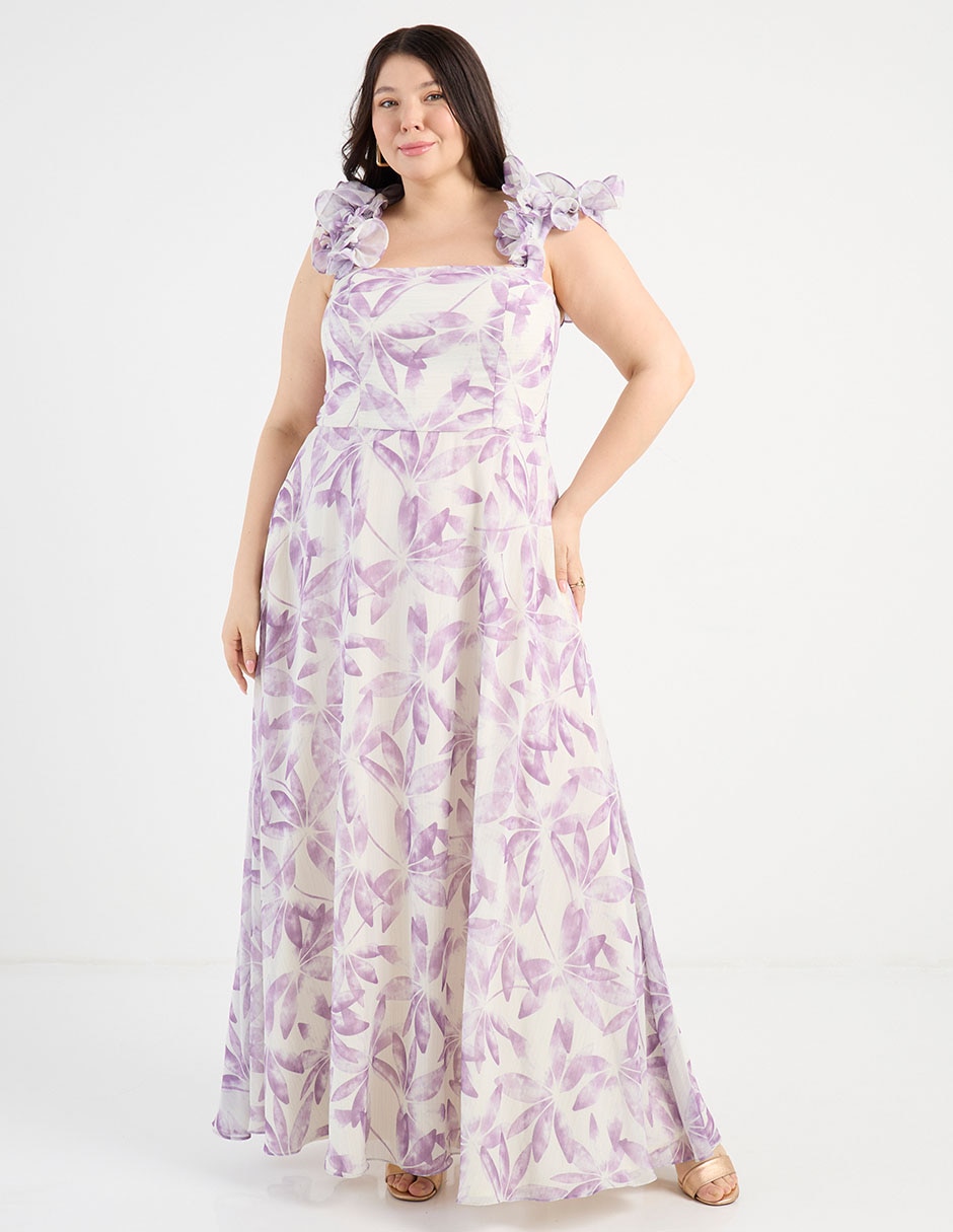 Vestido maxi de fiesta escote cuadrado 1
