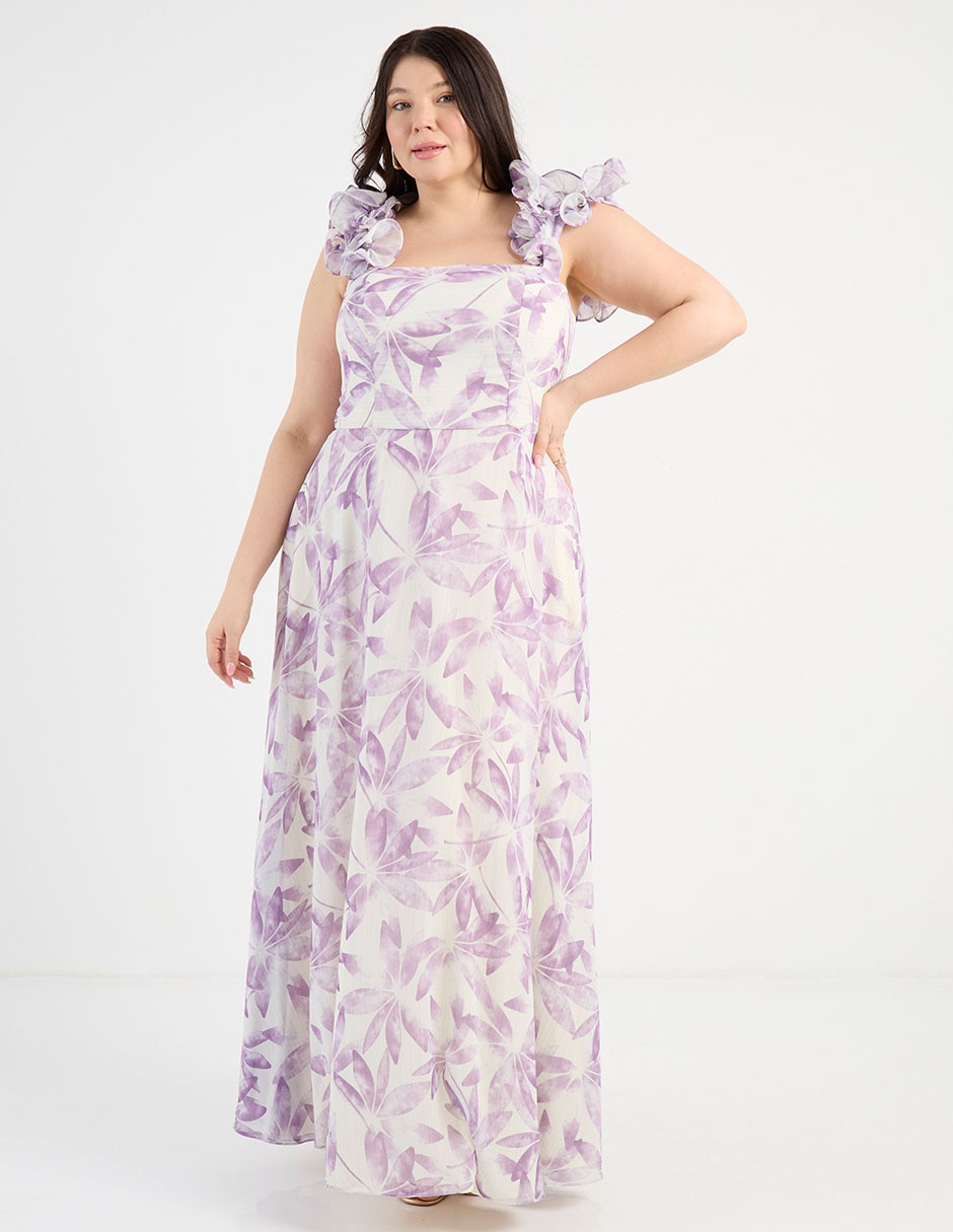 Vestido maxi de fiesta escote cuadrado 7
