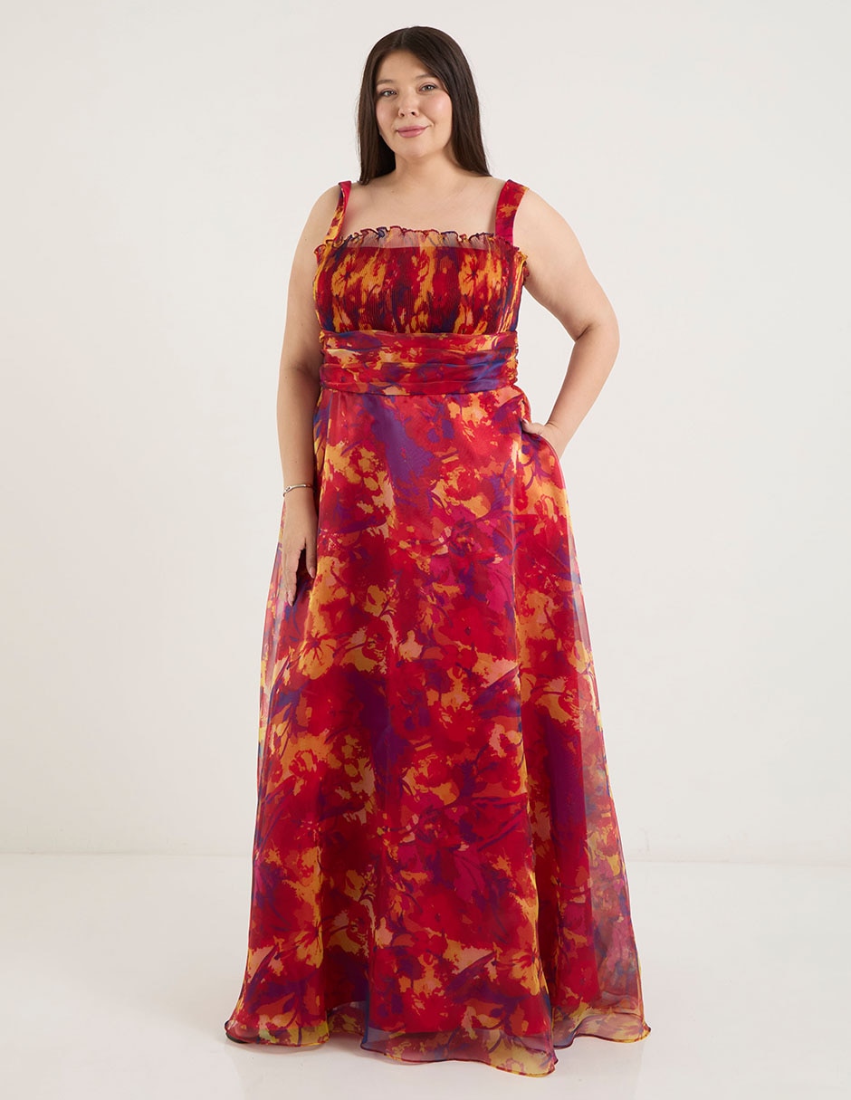 Vestido maxi de fiesta escote cuadrado