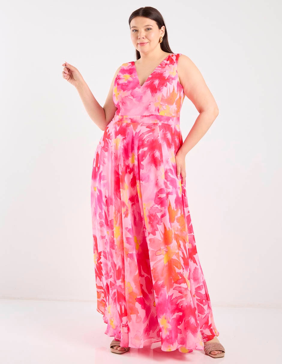 Vestido maxi fiesta escote V 8
