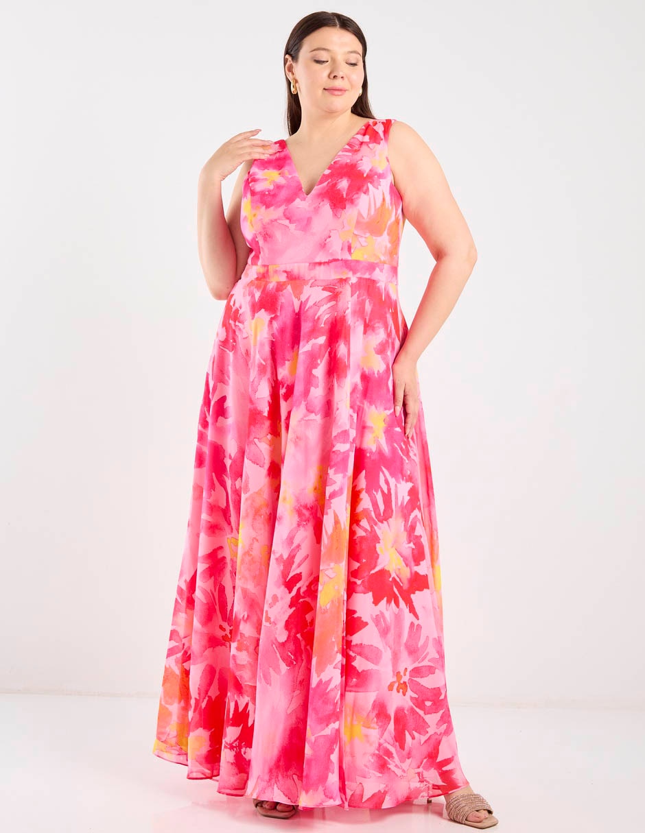 Vestido maxi fiesta escote V 9