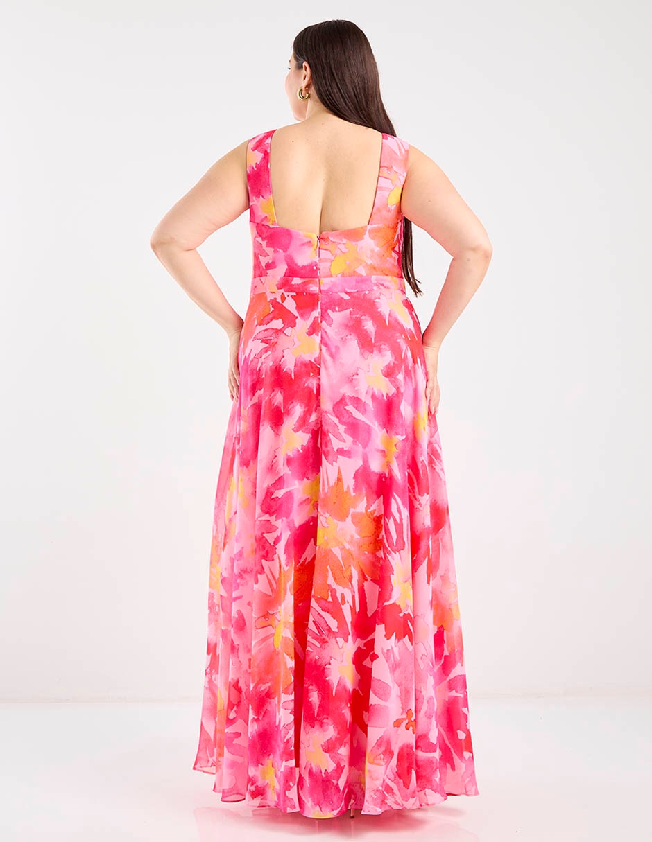 Vestido maxi fiesta escote V 13