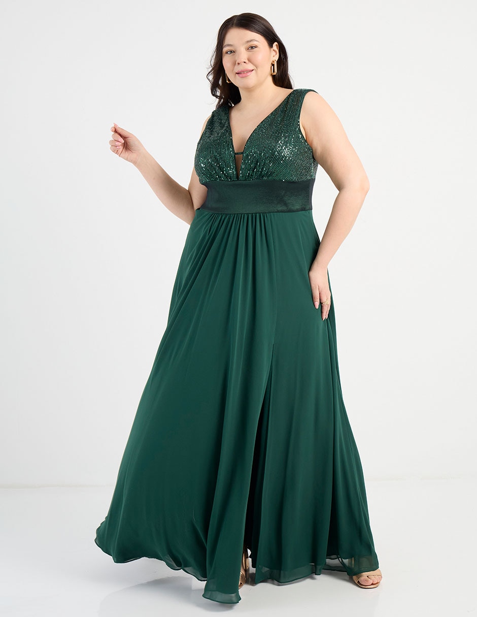 Vestido maxi fiesta escote V 8