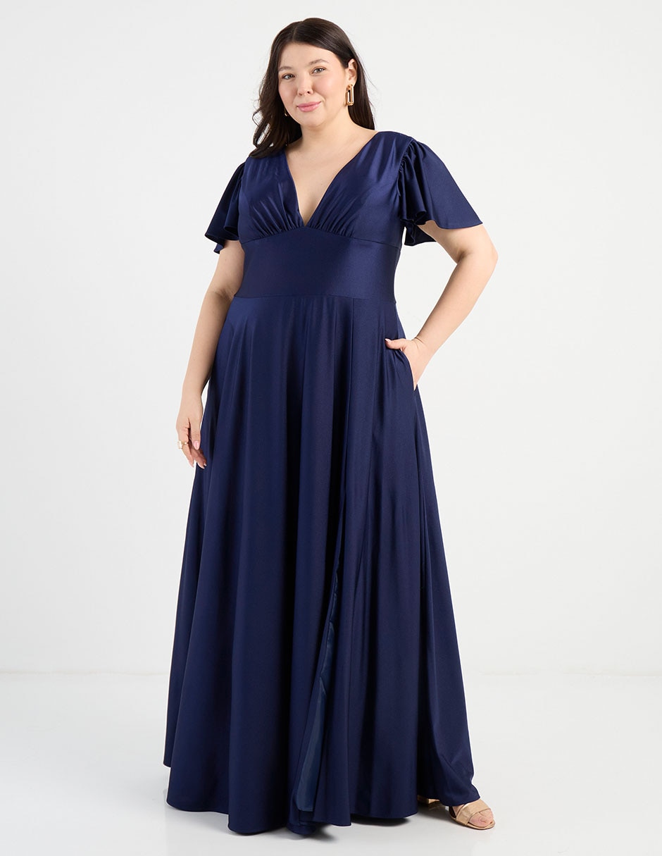 Vestido maxi de fiesta escote V 1