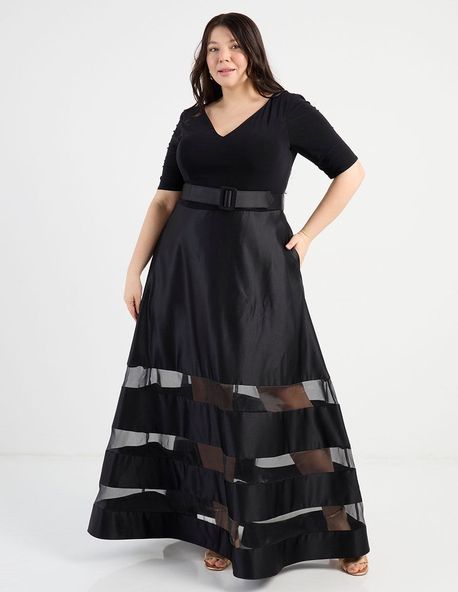 Vestido maxi de fiesta escote V 1