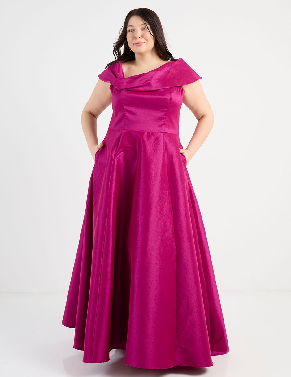 Vestido maxi de fiesta escote bardot 1