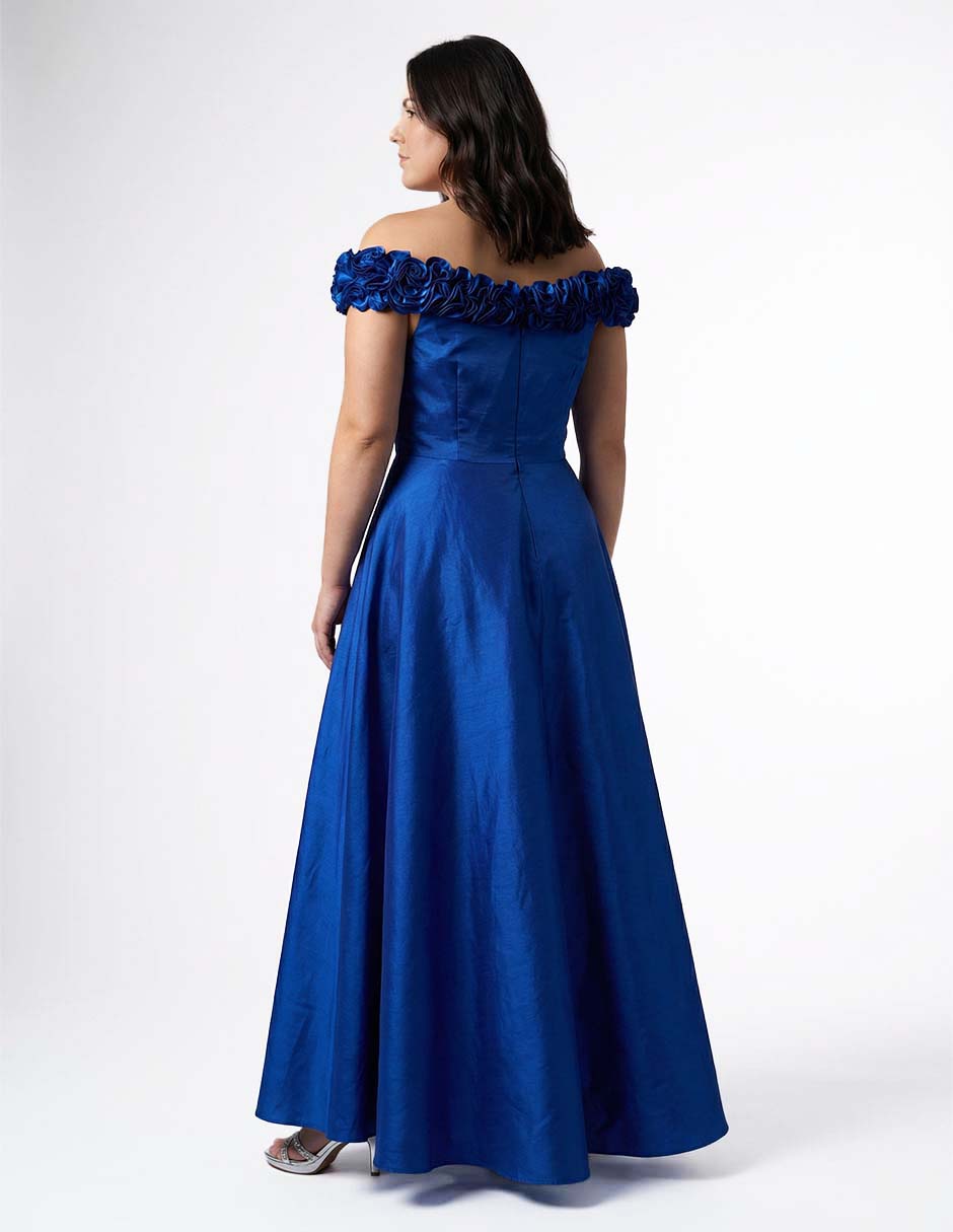 Vestido maxi de fiesta escote bardot 5