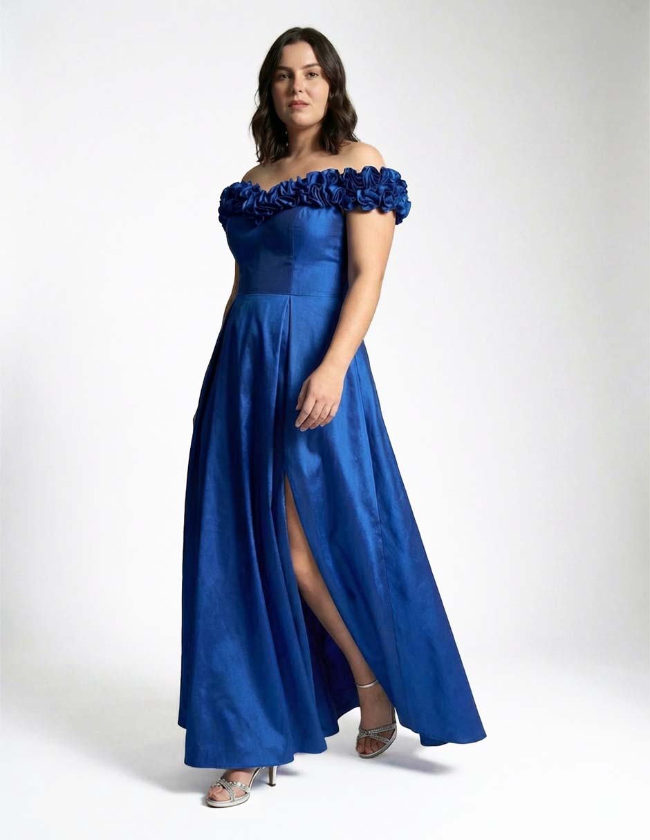 Vestido maxi de fiesta escote bardot 6